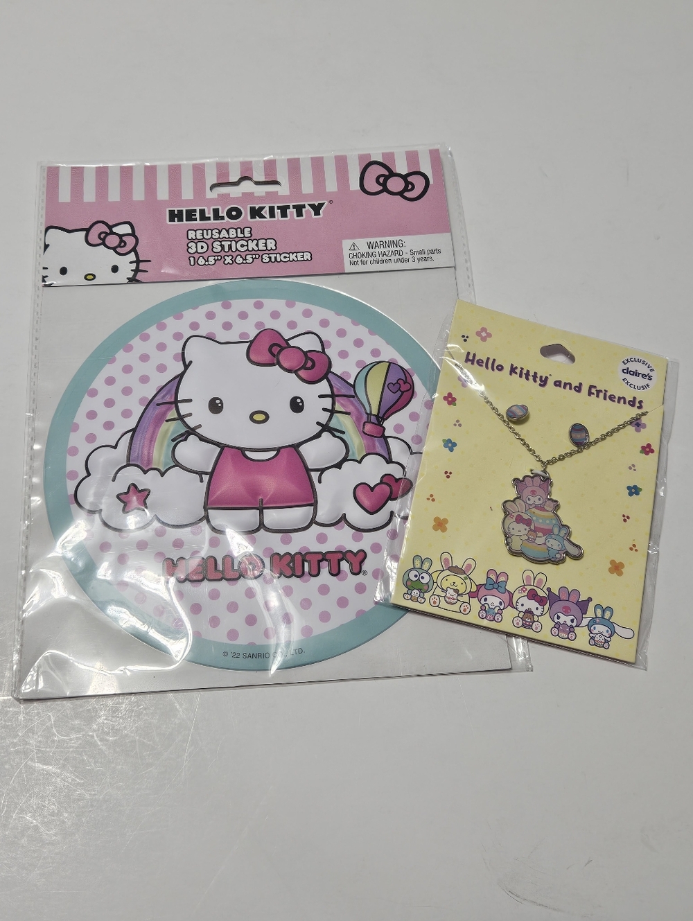 Sanrio Hello Kitty 6.5" Round 3D Reusable Sticker & Hello Kitty Easter Egg with